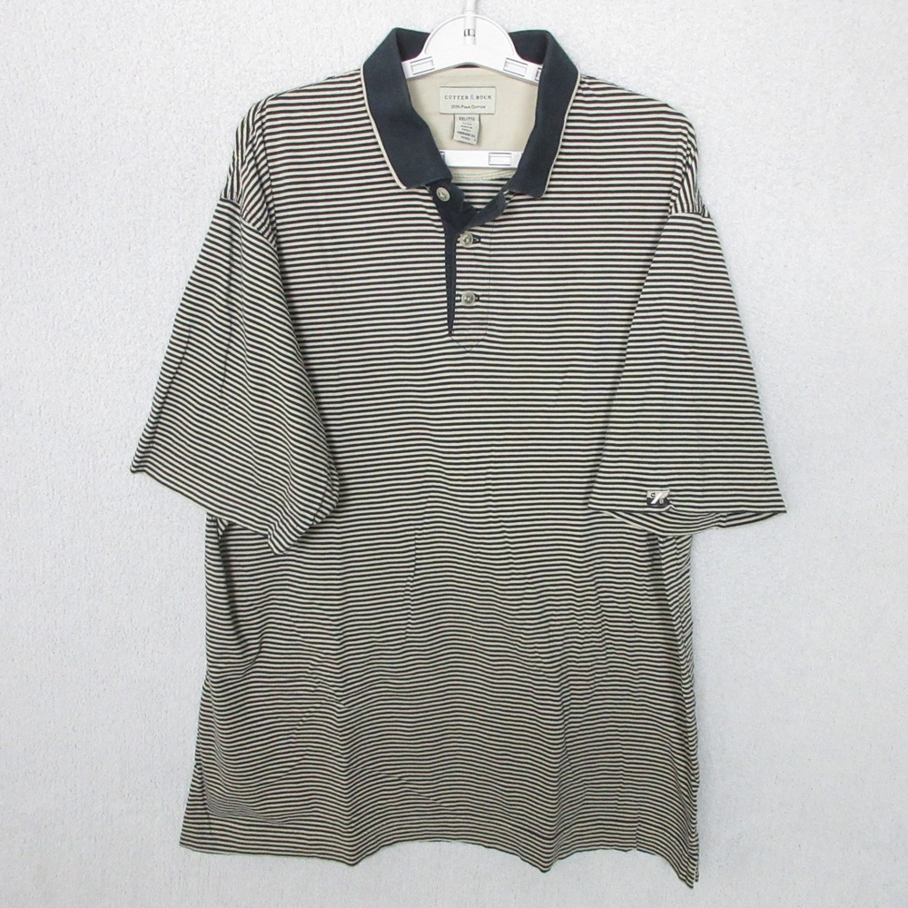 Cutter & Buck XXL Striped Polo Shirt Mens Pima Cotton Golf Casual‎
